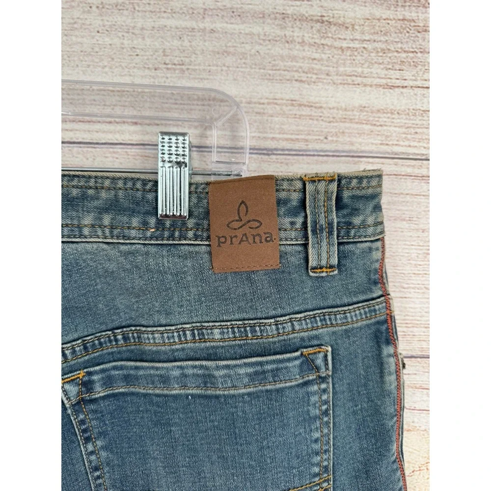 prAna Jeans Men 36x34 Blue Organic Cotton Straight Leg Medium Wash
